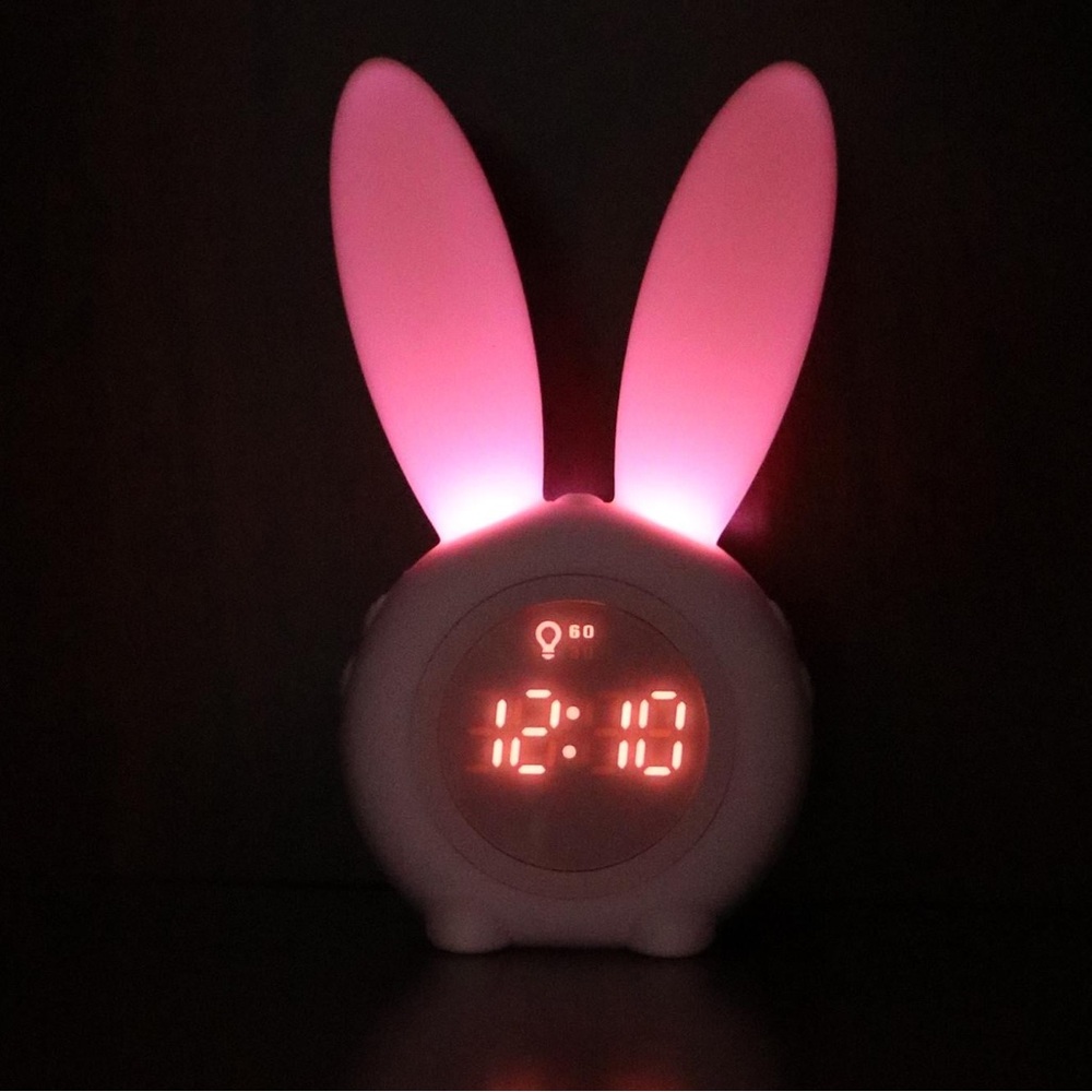 M Bunny Night Light Snooze Pink Alarm Clock ABS Silicon 3M magnet